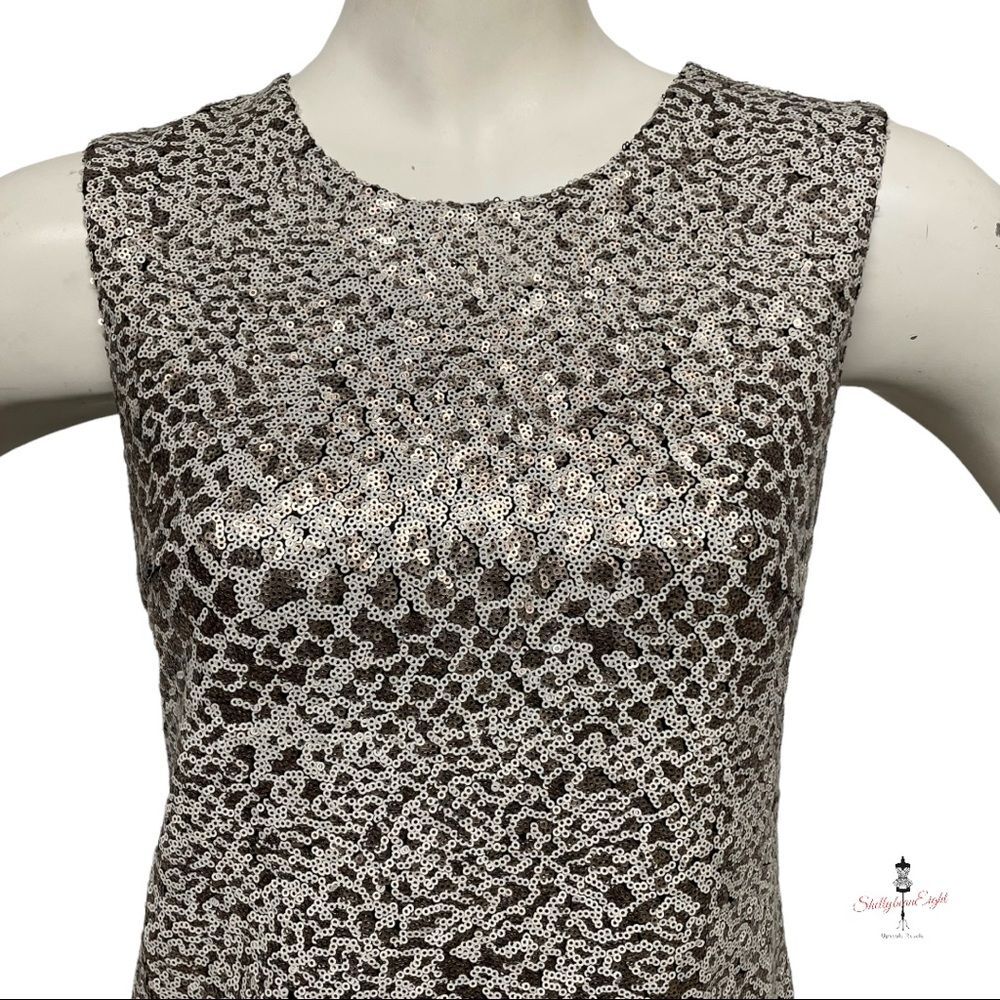 DKNY DKNYC Micro Sequin Snake Python Animal Print Dress Exposed Zip 2 4 XS - Picture 4 of 15